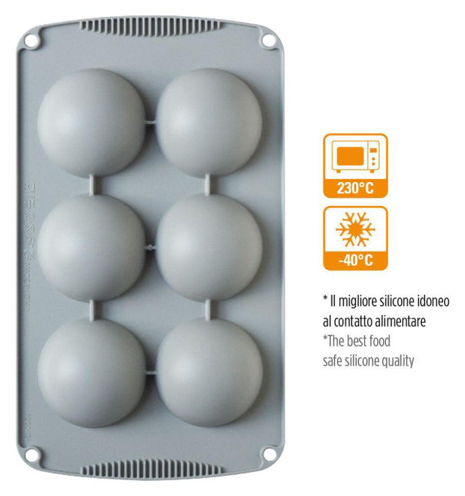 Molde De Silicona Semiesfera 6uds 70x35H MM Decora