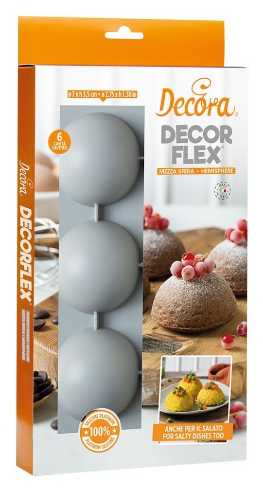 Molde de silicona semiesfera 6uds 70x35h mm Decora