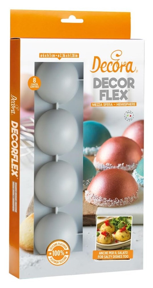 Molde De Silicona Semiesfera 8uds 60x30H MM Decora