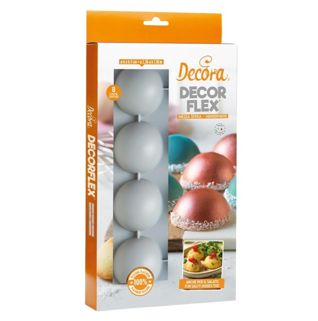 Molde de silicona semiesfera 8uds 60x30h mm Decora