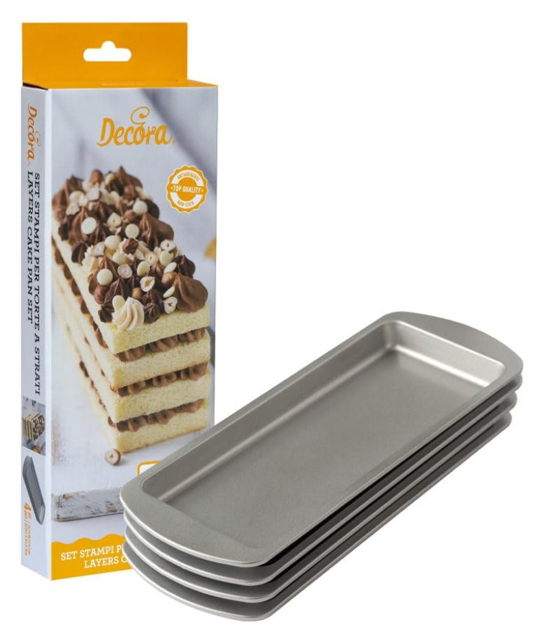 Set De 4 Moldes Rectangulares Para Tartas Por Capas Decora