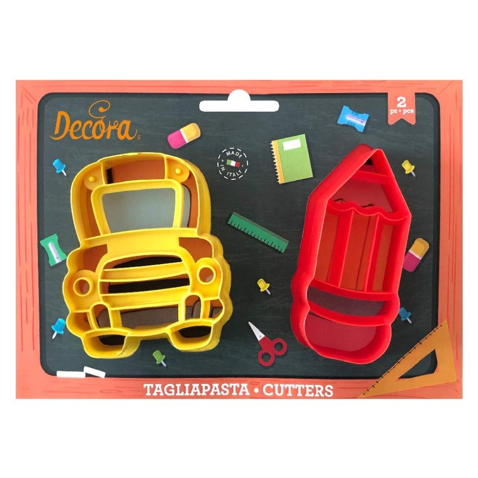 Kit 2 cortadores autobús y lápiz Decora