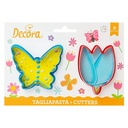Kit 2 cortadores mariposa y tulipán Decora