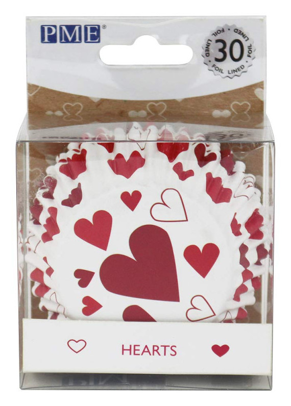 Cápsulas cupcakes aluminio corazones 30ud PME