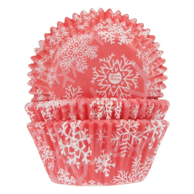 Cápsulas cupcakes copo de nieve rojo 50ud House Of Marie