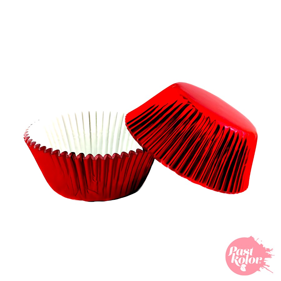 Capsulas para cupcake rojas metalizadas 40ud PASTKOLOR