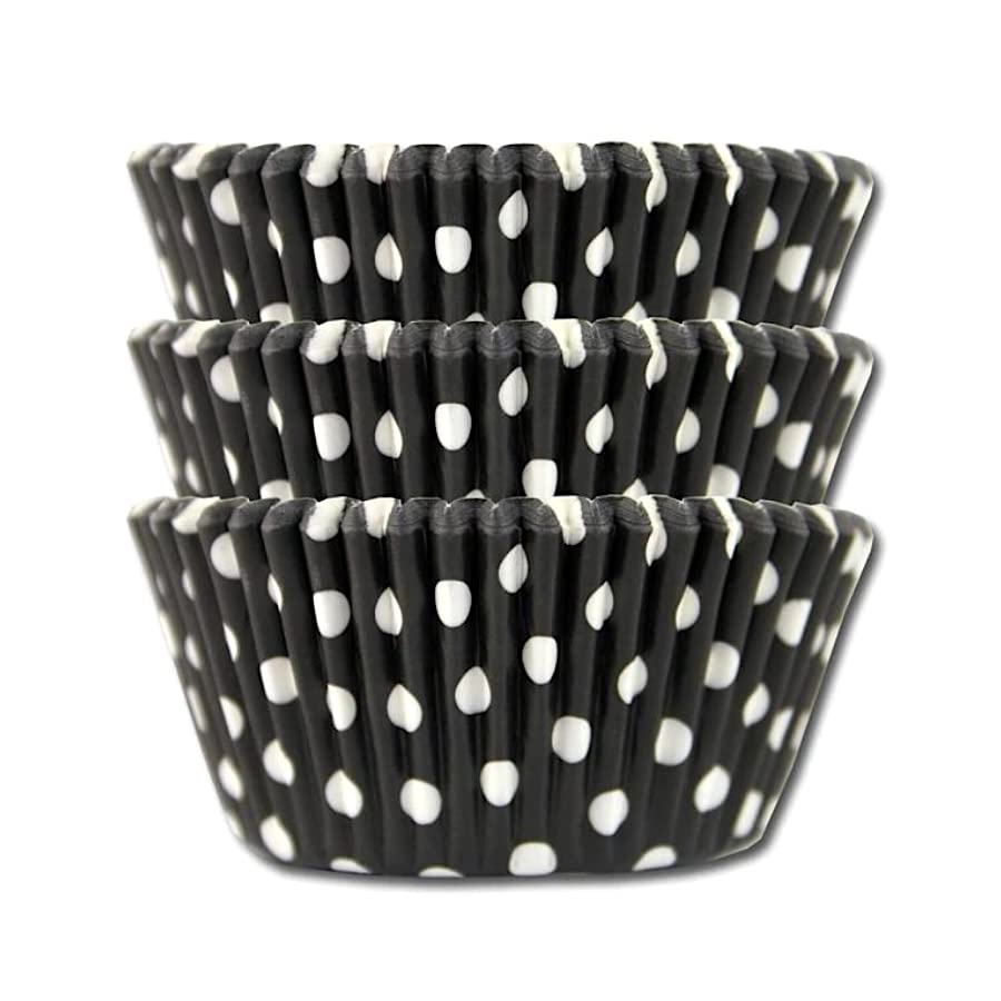 Capsulas para cupcake negras con lunares blancos 24ud PASTKOLOR