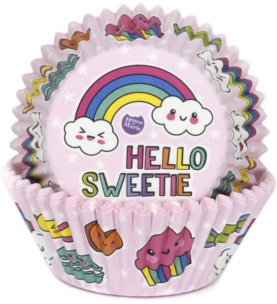 Cápsulas cupcakes arcoiris rosa 50ud House Of Marie