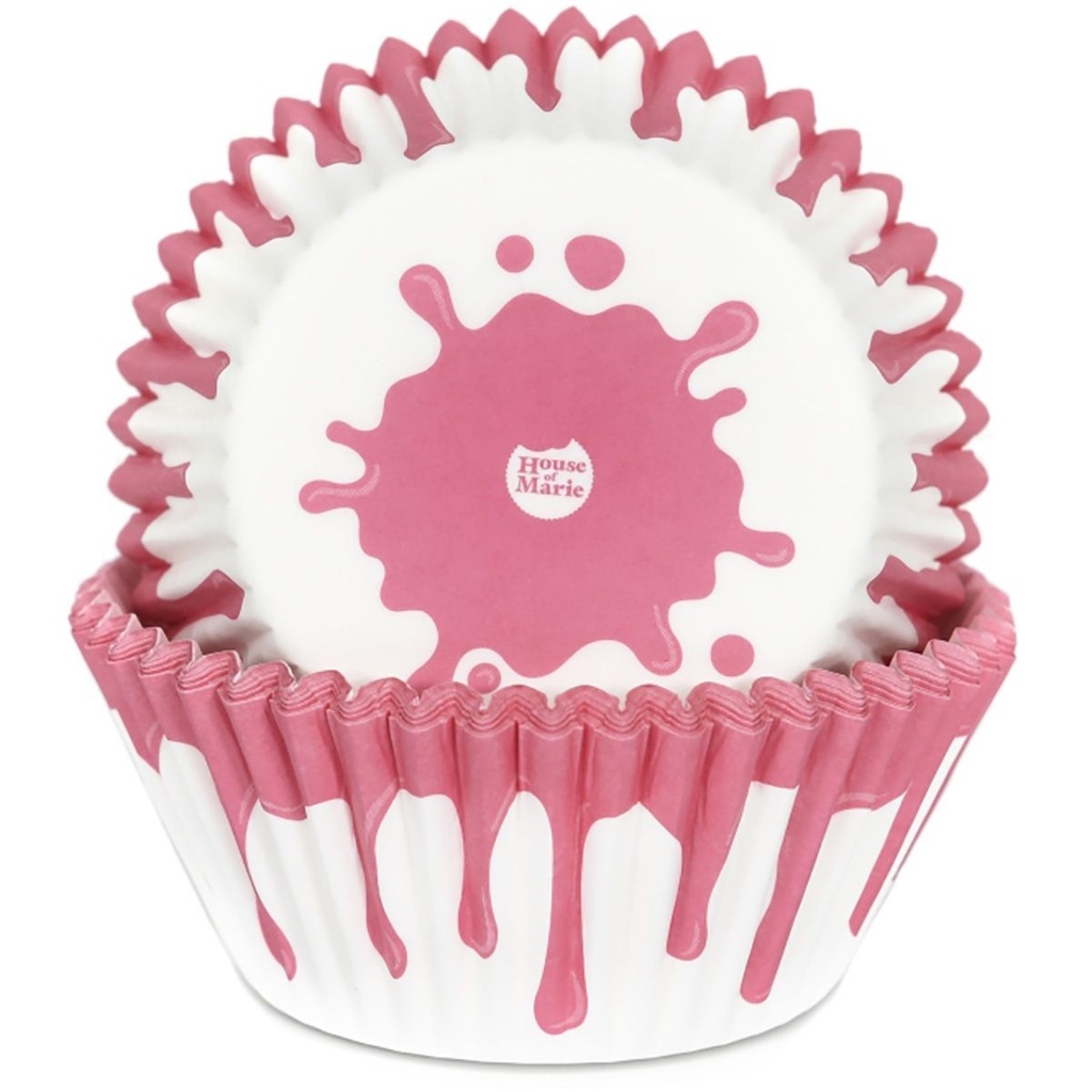 Cápsulas cupcakes goteo rosa 50ud House Of Marie