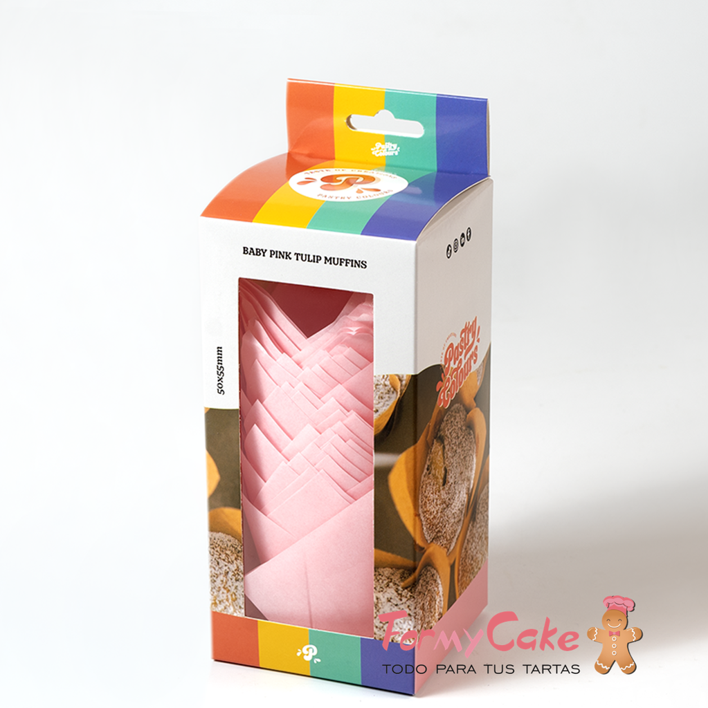 Tulipas muffins rosa bebé 50ud pastry COLOURS