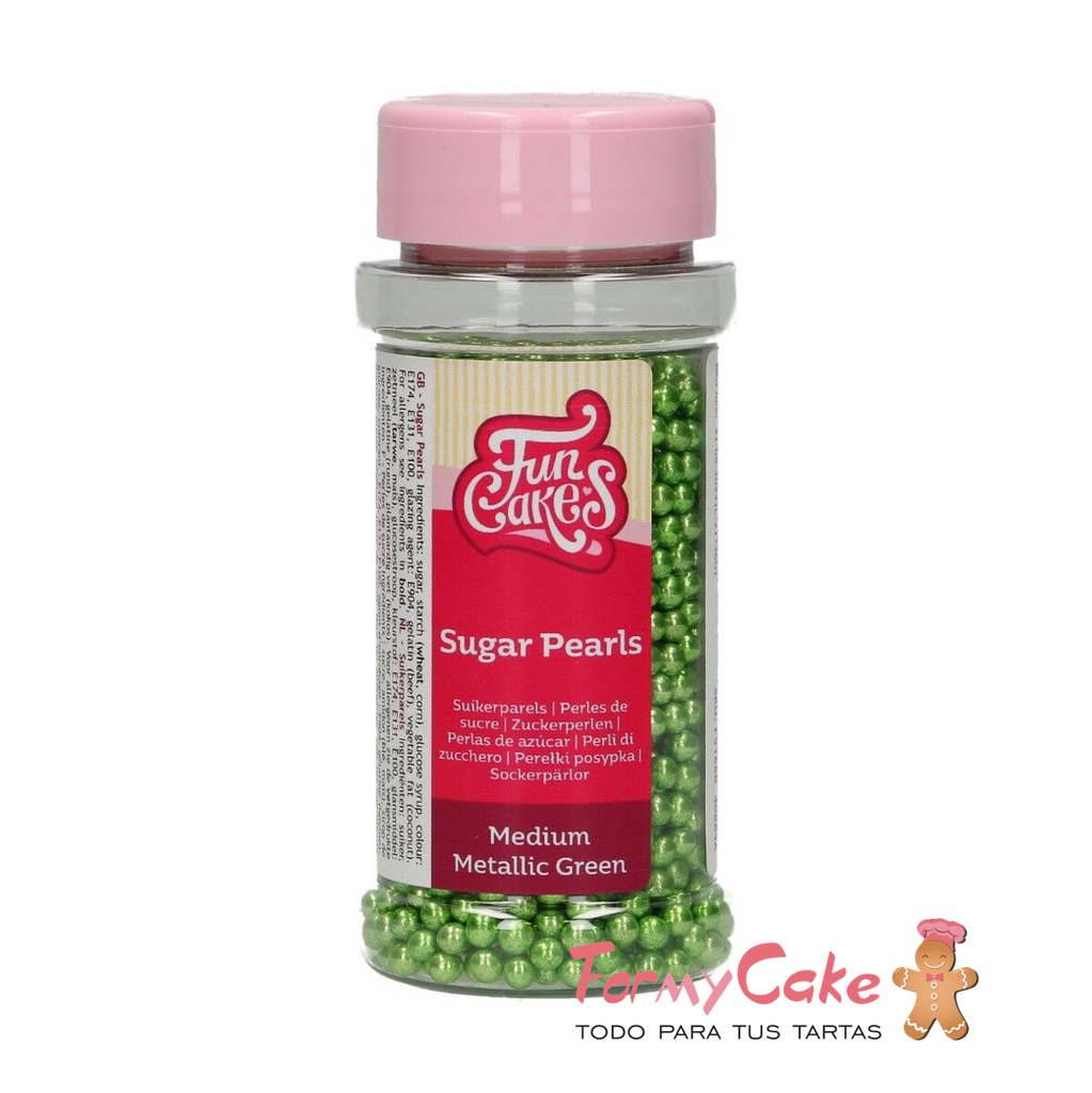 Perlas verdes metalizadas 80gr FUNCAKES