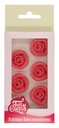 Decoraciones de mazapán rosas color rosa, 6ud. FUNCAKES