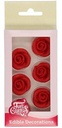 Decoraciones de mazapán rosas color rojo, 6ud. FUNCAKES