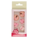 Set decoraciones de azúcar bebé niña, 12ud. FUNCAKES