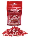 Corazones blancos y rojos de azucar 100g DEKORA