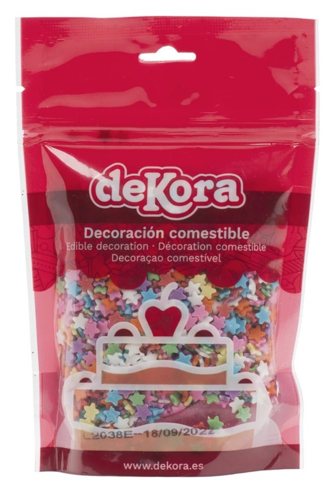 Estrellas colores de azucar 100g DEKORA