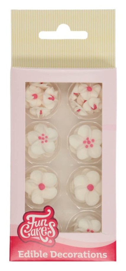Set decoraciones de azúcar flores blancas FUNCAKES