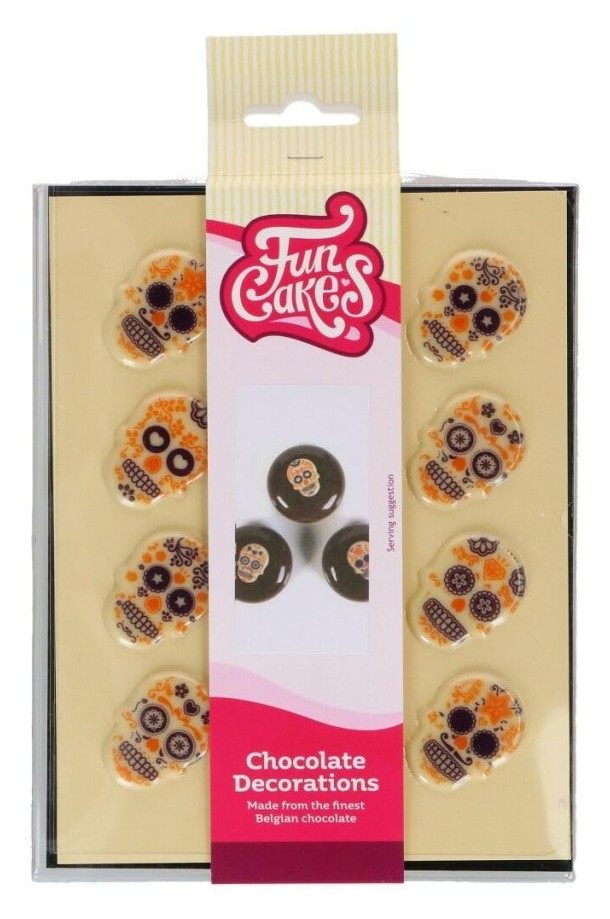 Decoraciones chocolate día de los muertos 12ud FUNCAKES