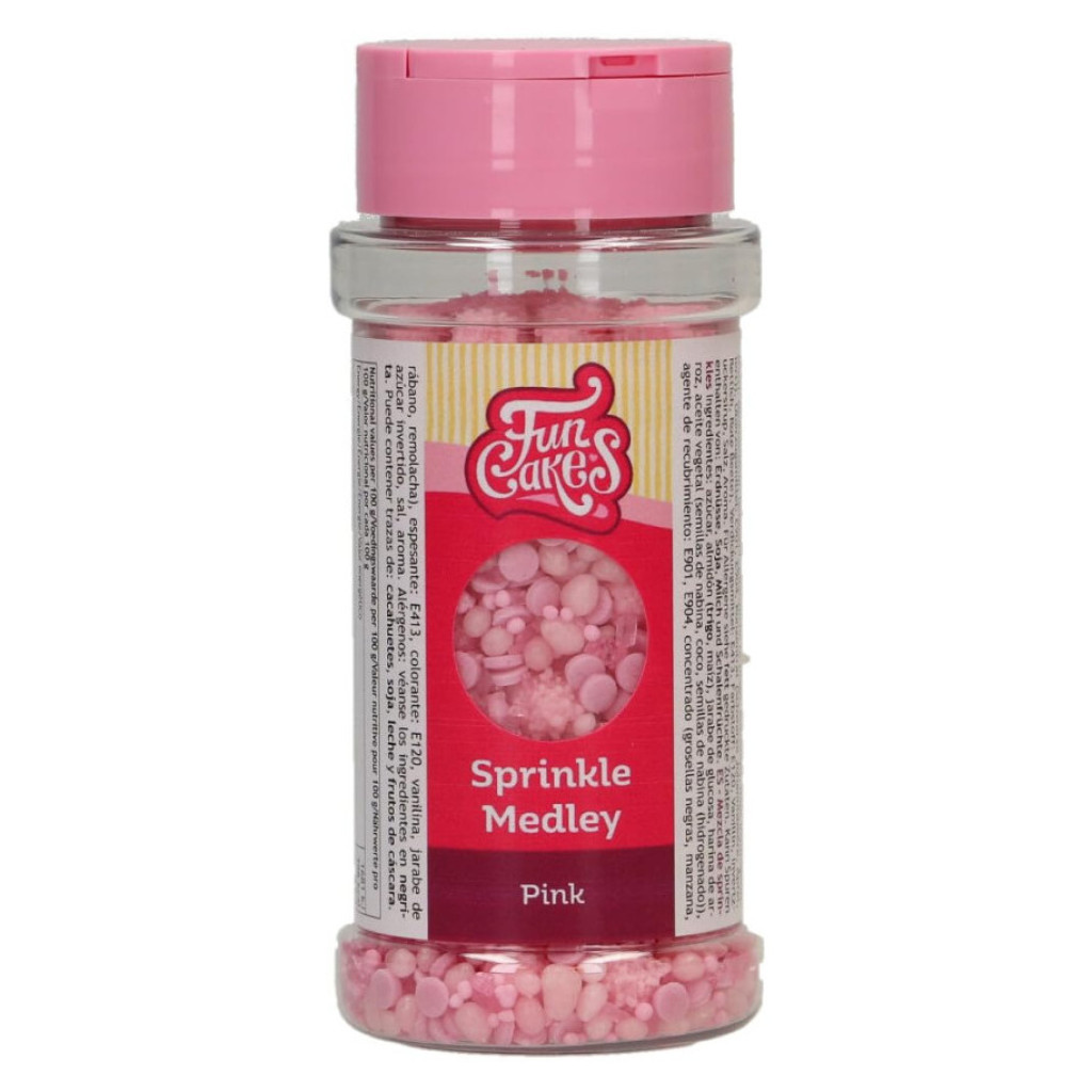 Decoración comestible sprinkle medley rosa 70g FUNCAKES