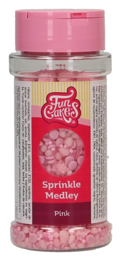 Decoración comestible sprinkle medley rosa 70g FUNCAKES