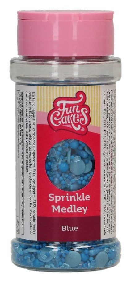 Decoración comestible sprinkle medley azul 70g FUNCAKES