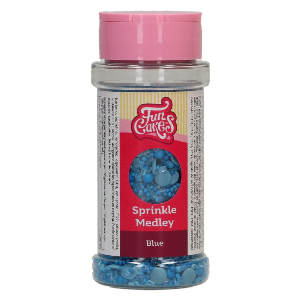 Decoración comestible sprinkle medley azul 70g FUNCAKES