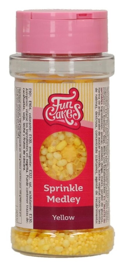 Decoración comestible sprinkle medley amarillo 70g FUNCAKES
