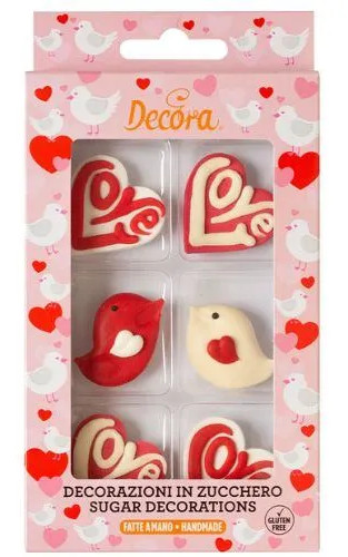 Decoración de azúcar love love 6ud DECORA
