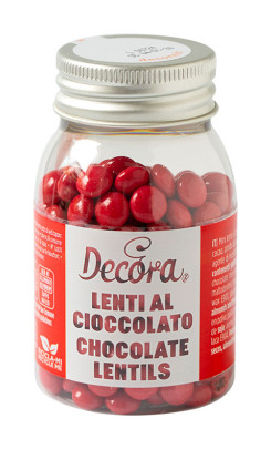 Mini perlas de chocolate con leche - rojas - 80gr DECORA