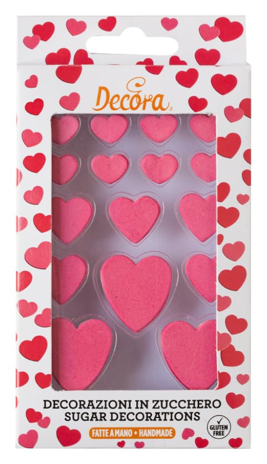 Decoraciones de azucar corazón rojo 16ud. DECORA