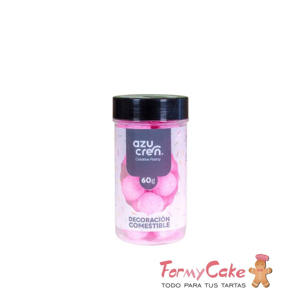 Bolas de azucar rosa bebé glitter 60g. AZUCREN