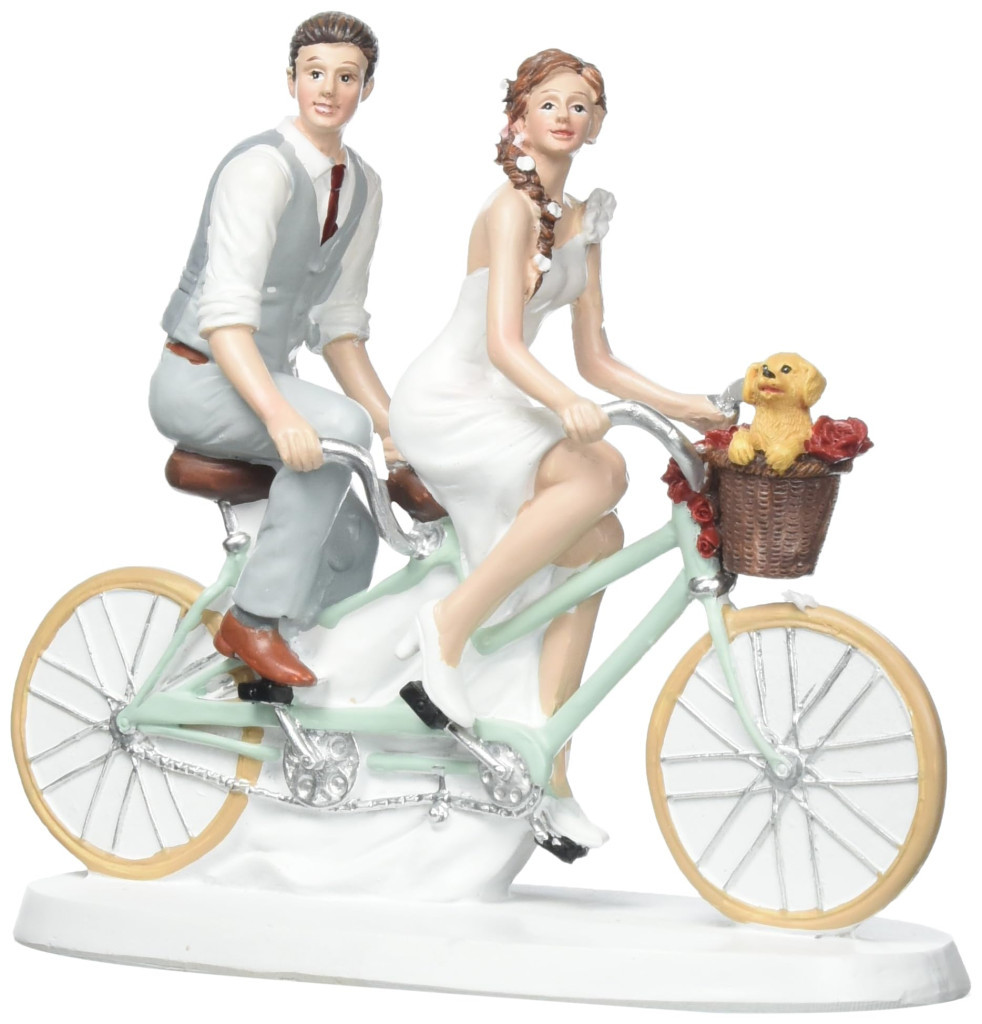 Figura para tarta boda "pareja en bicicleta" 21x19x9cm DEKORA