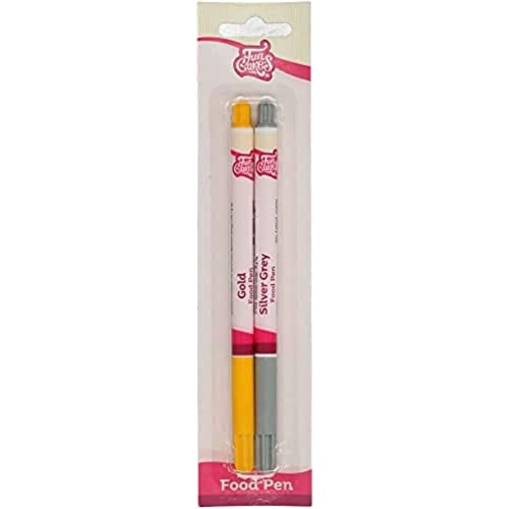 Set 2 rotuladores comestibles oro y plata, FUNCAKES.
