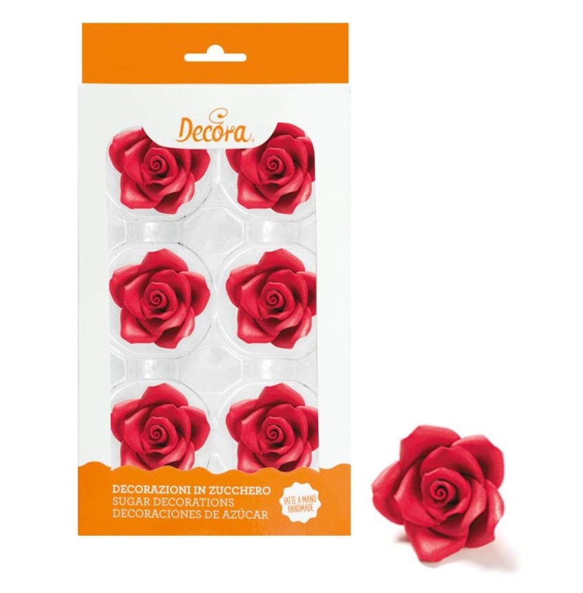 Rosas comestibles rojas 6ud DECORA
