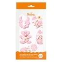 Decoración de azúcar para bautizo rosa 5ud DECORA