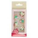Decoración azucar arcoiris y unicornios 8ud FUNCAKES