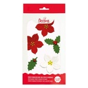 Decoración de azúcar poinsettias y hojas de acebo 7ud DECORA
