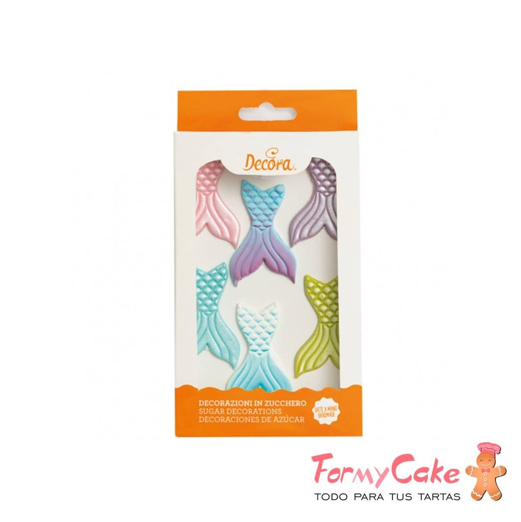 Decoración de azúcar colas de sirena 6ud DECORA