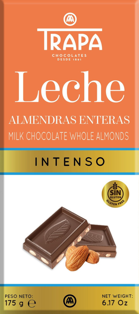 Tableta chocolate leche con almendra 175gr TRAPA