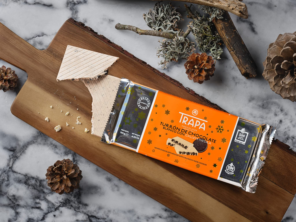 Turrón chocolate blanco con galleta120gr TRAPA