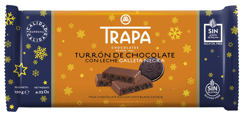 Turrón chocolate leche con galleta120gr TRAPA
