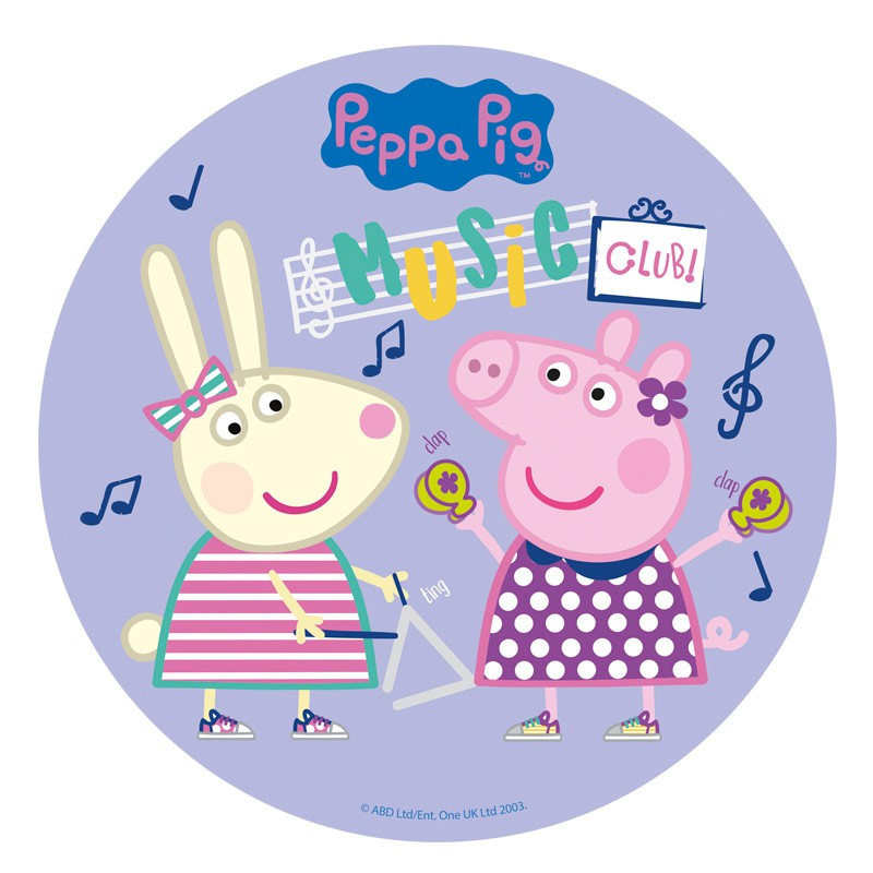 Oblea para decorar tartas. Peppa pig music club. 20CM