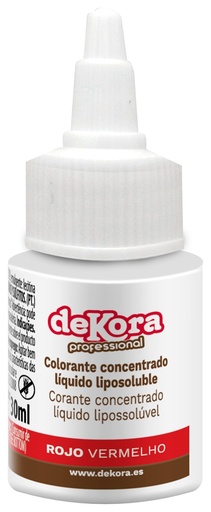 [412071] Colorante líquido rojo liposoluble 30ml. Dekora