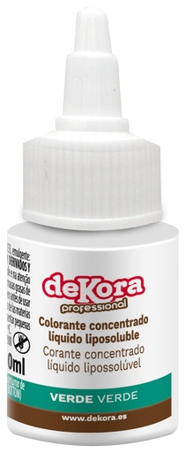 [412068] Colorante líquido verde liposoluble 30ml. Dekora