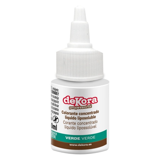 [412068] Colorante líquido verde liposoluble 30ml. Dekora