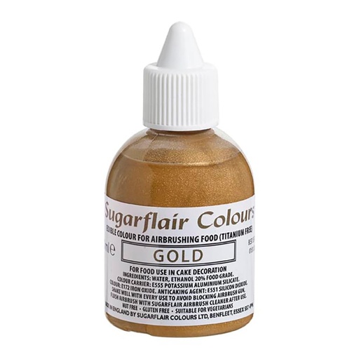 [V514T] Colorante para Aerógrafo Oro 60ml SIN E171 Sugarflair