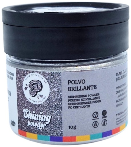 [P010040] Polvo de brillo color plata claro 10gr. PastryColours
