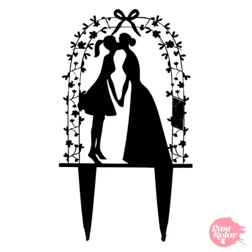 [SWK1505] Cake Topper Acrílico Silueta Novias Modelo 2, Pastkolor