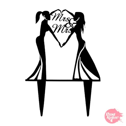 [SWK1516] Cake Topper Acrílico Silueta Novias Pastkolor