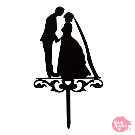 [SWK1144] Cake Topper Acrílico Silueta Novios Modelo 1 Pastkolor